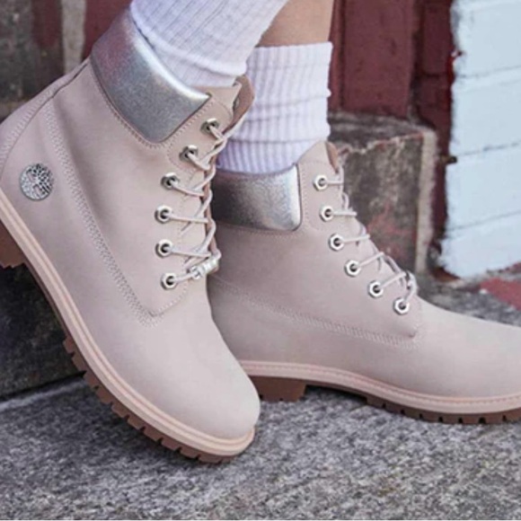 Timberland Heritage 6 Inch Waterproof Boots 'Light Pink Nubuck' NEW Sz 8.5 - Picture 2 of 4